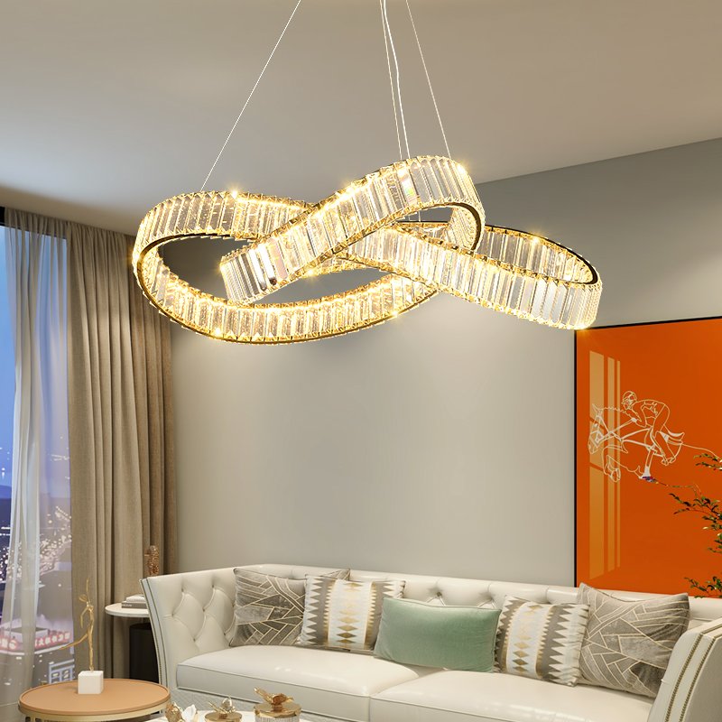 Crystal modern minimalist chandelier LED staircase indoor lighting modern minimalist living room chandelier
