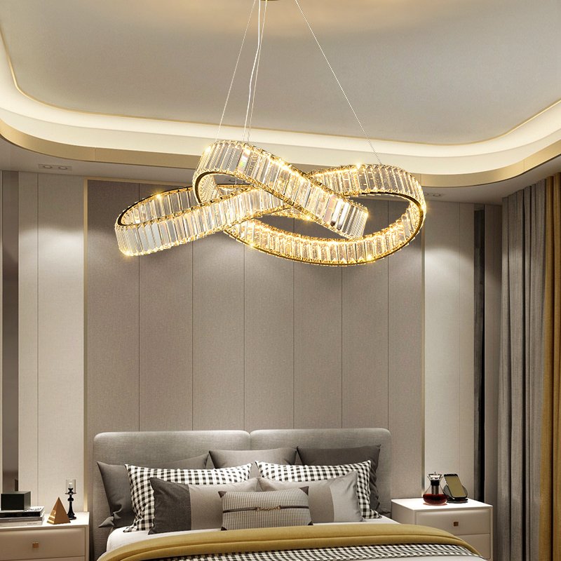 Crystal modern minimalist chandelier LED staircase indoor lighting modern minimalist living room chandelier