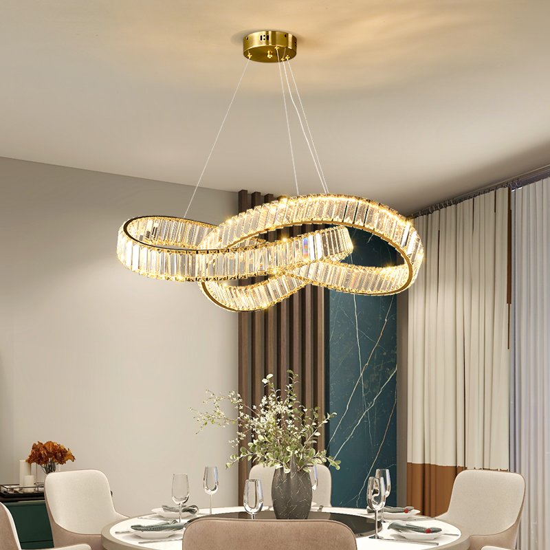 Crystal modern minimalist chandelier LED staircase indoor lighting modern minimalist living room chandelier