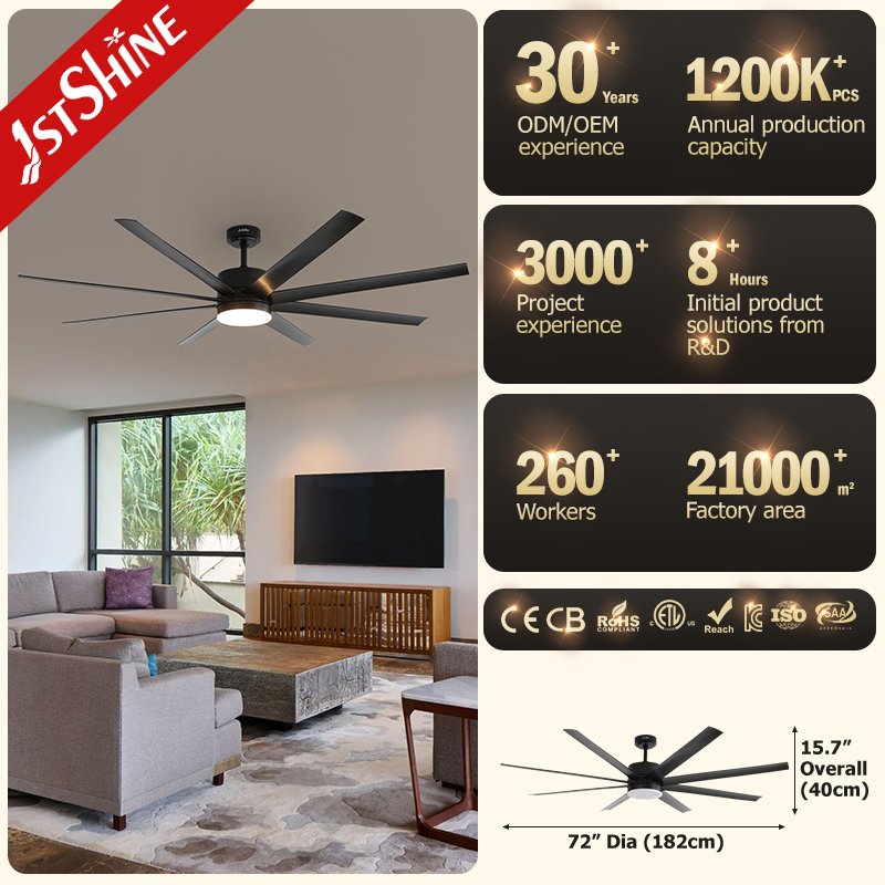 1stshine LED ceiling fan 72 inches ABS blades 6 speeds smart control adjustable LED ceiling fan with light