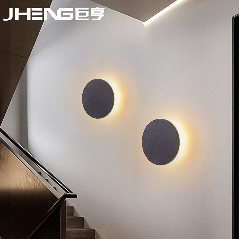 Waterproof AC85-265V LED Wall Lamp Circular Round Moon Wall Sconces Lighting Fixtures For Living Room Bedroom Study Room Stair