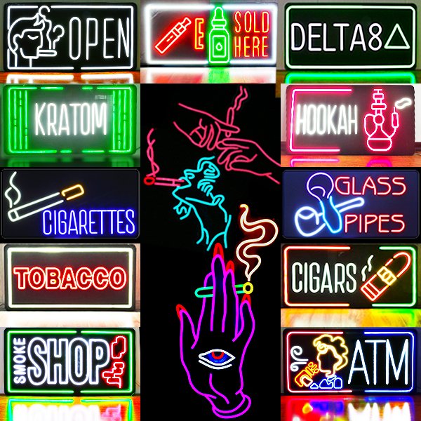 Business led neon sign acrylic custom smoke shop open neon light led signs for business logo illuminated letters