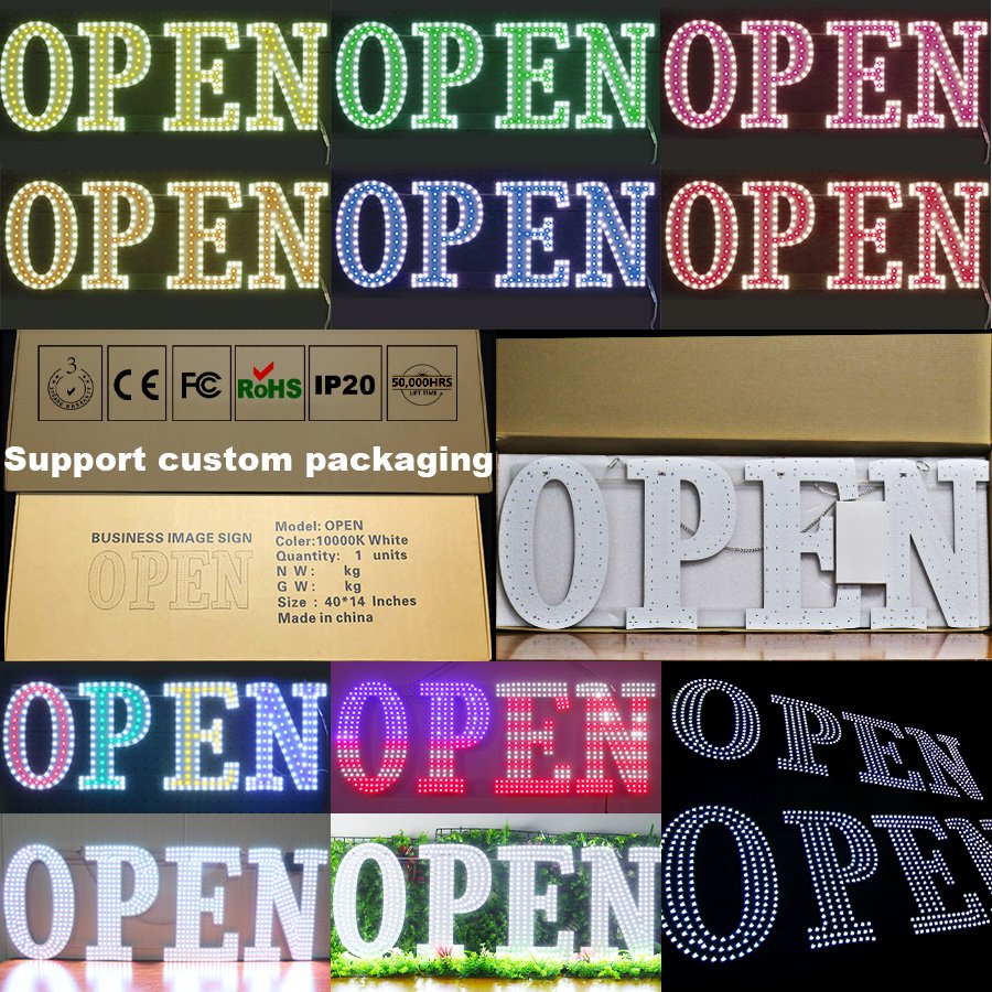 Business led neon sign acrylic custom smoke shop open neon light led signs for business logo illuminated letters