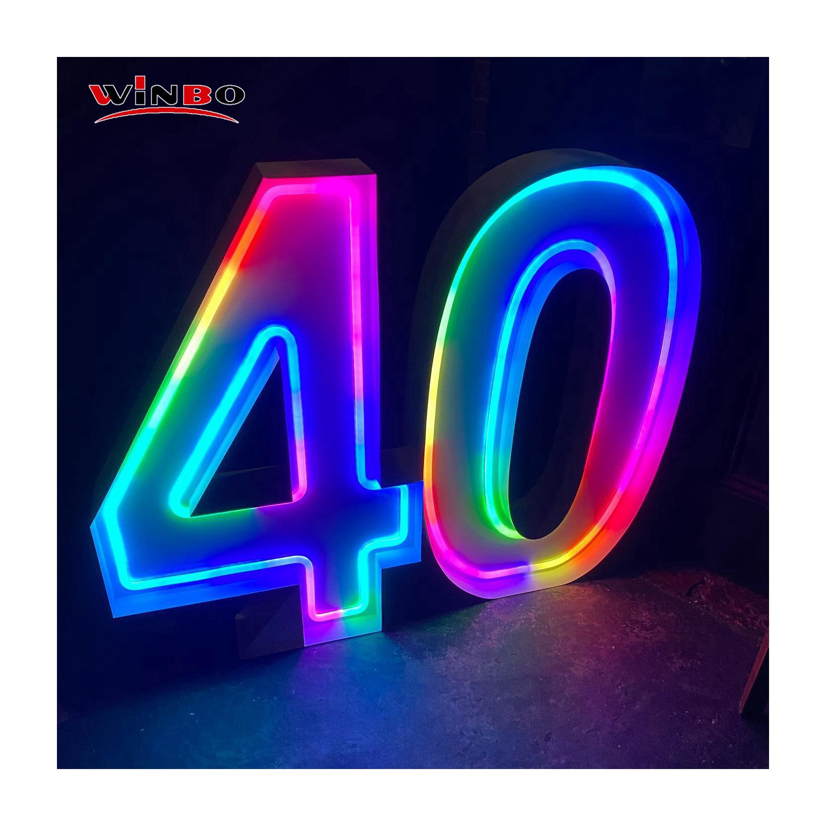 Winbo Manufacturer Customized Waterproof Giant Light Up Numbers Sign NO MOQ Marquee Letter