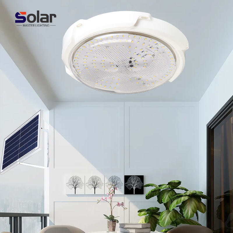 Indoor Solar Pendant Lamp Outdoor Waterproof LED Solar Ceiling Light with Remote Control for Home Garden Corridor