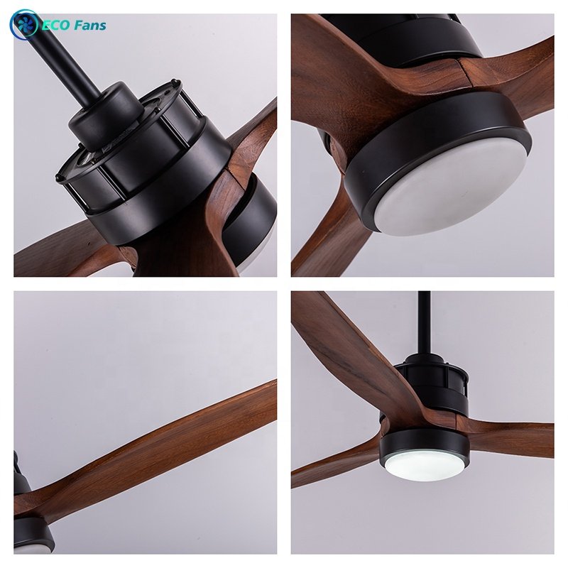 52'' High Quality Decorative Ceiling Fan with Light and Remote Control DC Motor Wooden Fans ECO522302