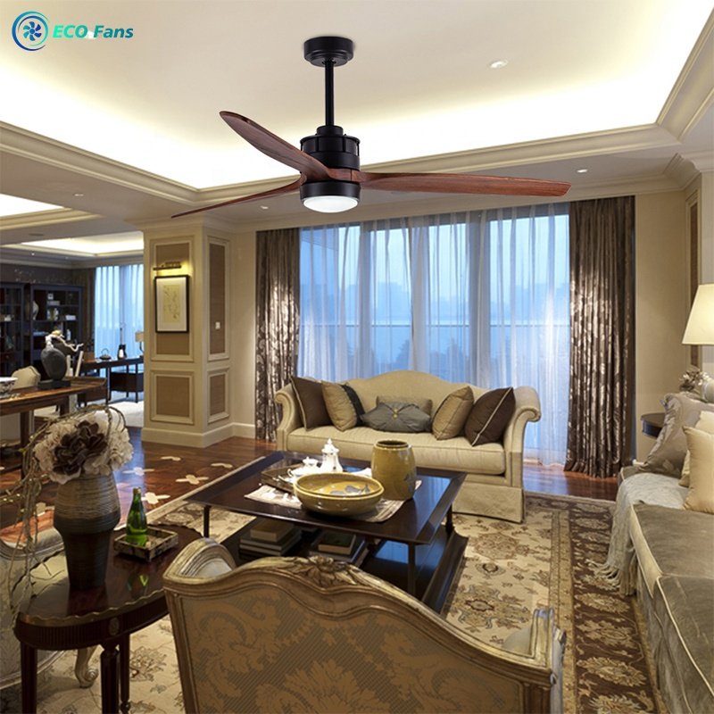 52'' High Quality Decorative Ceiling Fan with Light and Remote Control DC Motor Wooden Fans ECO522302