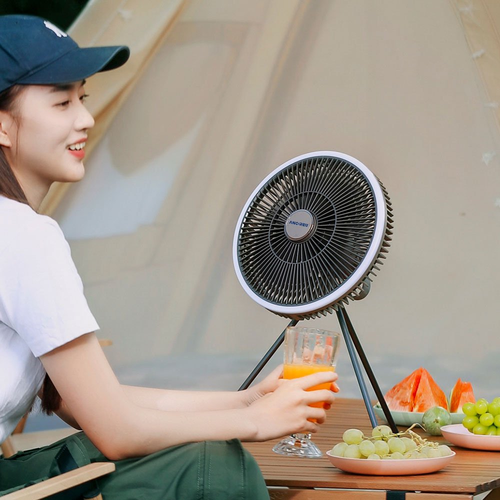 Portable Rechargeable USB Tripod Fan With Remote Control Mini Ceiling Outdoor Camping Light Fans Camping Desktop Fan
