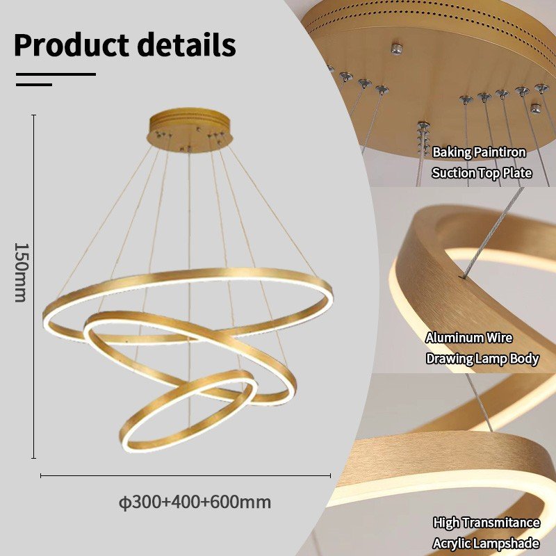 Made in China Circle Modern LED Chandeliers For Dinning Living Room Bathroom Pendant Lighting Chandelier Aluminum Hanging Lamp