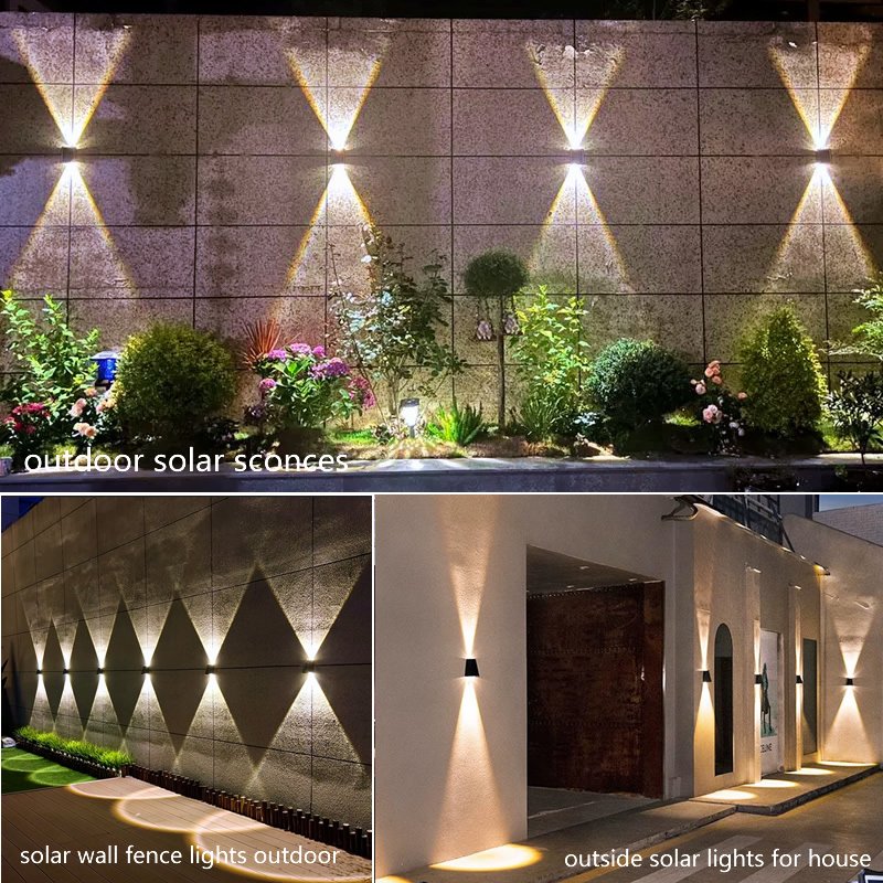 Solar Up And Down Outdoor Wall Lamp Waterproof Villa Courtyard Solar Wall Light for fence Exterior wall
