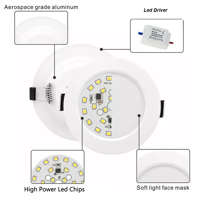 Panel Downlight Recessed Ceiling 3W 5W 7W 9W 12W 18W Light Dimmable Led Light Downlight