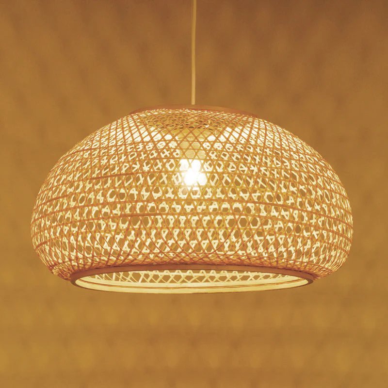 Wholesale Modern Minimalist Luxury LED Pendant Hanging Chandeliers Well-Made Indoor Ceiling Lights with Bamboo accents