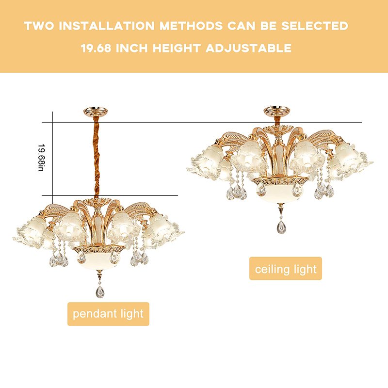 Modern Height Adjustable Crystal LED Outdoor Ceiling Chandeliers Pendant Lights Lamp for Dining Living Room Bedroom Hotel Home