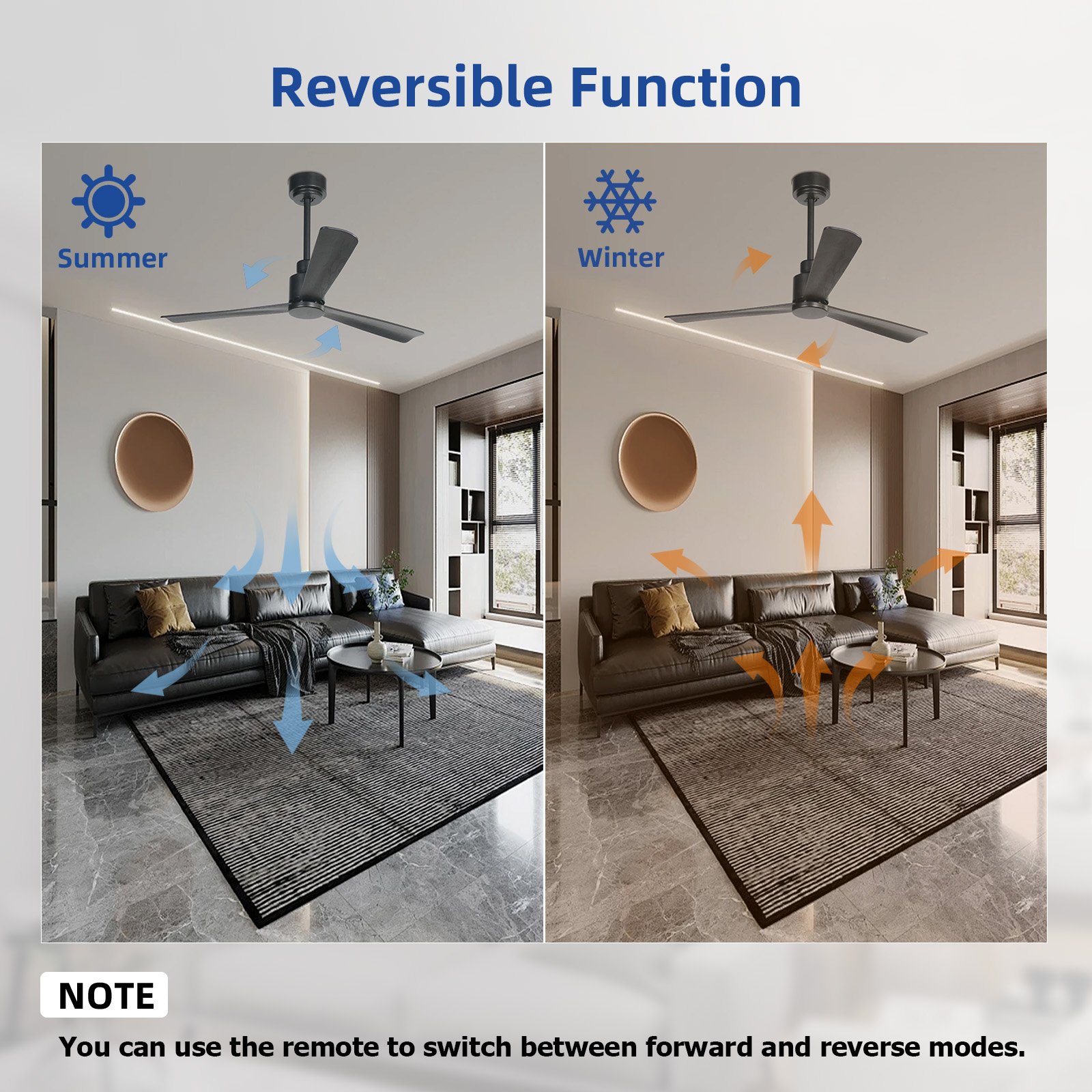 Ceiling Fan 52 inch ABS Fan Personalized LED Light Timing 6 Speed Reversible Silent DC Motor with Memory Function Indoor Outdoor