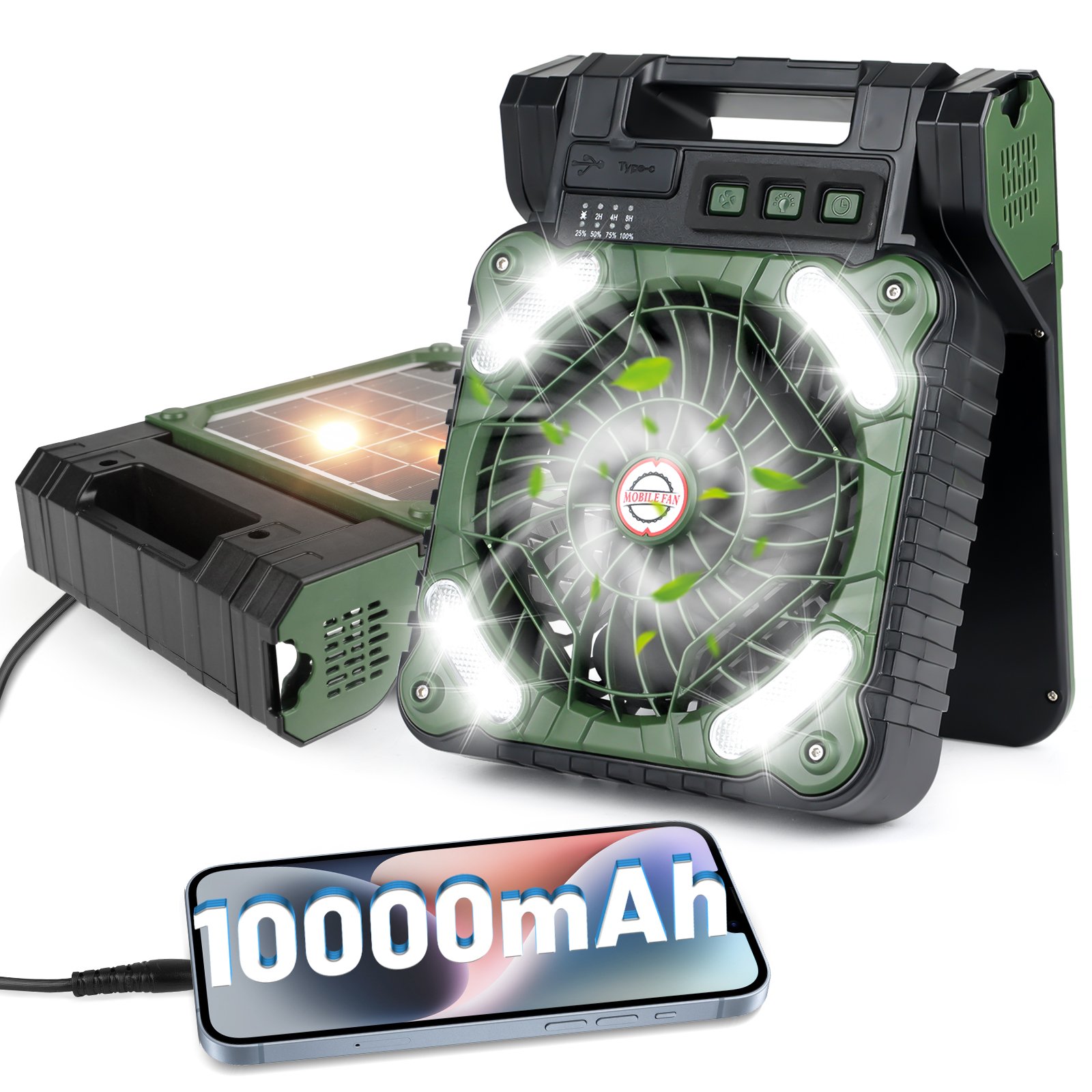 Portable Rechargeable Outdoor Camping Fan USB Table Fan With LED Light And Power Bank For Camping Outdoor