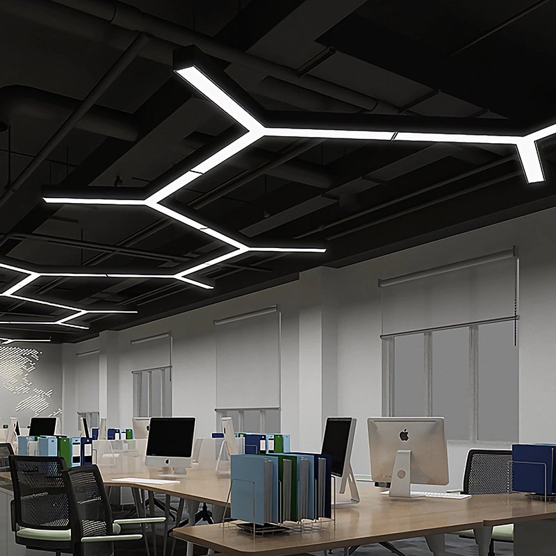 Gym Black Iron Led Pendant Light Customized Indoor Ceiling Hanging Light Office Barber Supermarket Workspace Light Decor