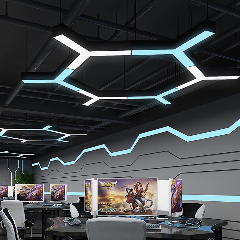 Gym Black Iron Led Pendant Light Customized Indoor Ceiling Hanging Light Office Barber Supermarket Workspace Light Decor