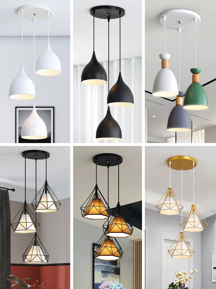 Metal Pendant Lamp Indoor Loft Ceiling Light Modern Nordic Industrial 3 Heads Led Chandeliers Light For Restaurant Coffee Bar