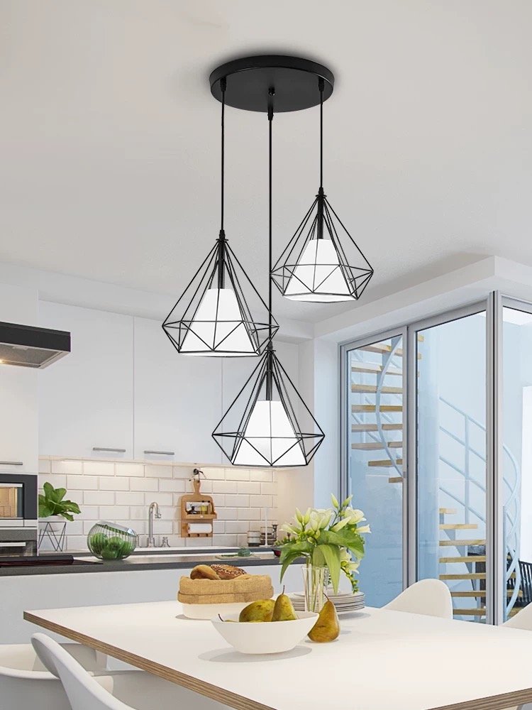Metal Pendant Lamp Indoor Loft Ceiling Light Modern Nordic Industrial 3 Heads Led Chandeliers Light For Restaurant Coffee Bar