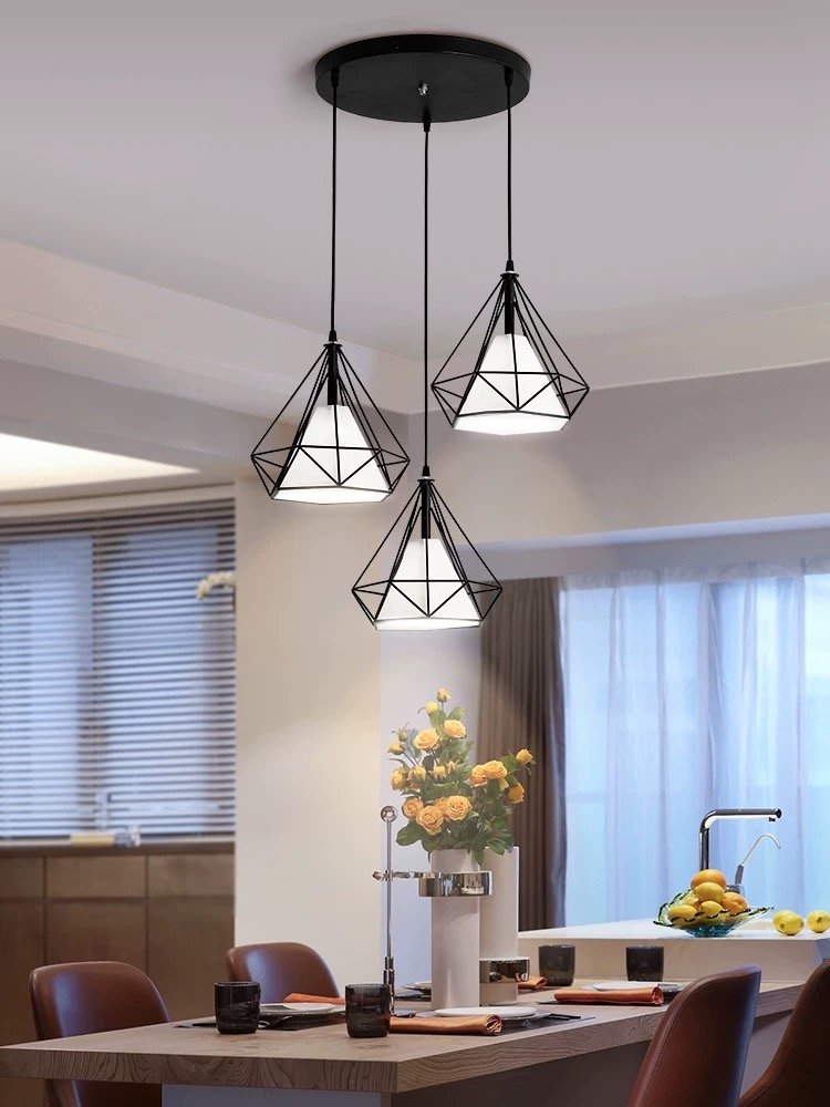 Metal Pendant Lamp Indoor Loft Ceiling Light Modern Nordic Industrial 3 Heads Led Chandeliers Light For Restaurant Coffee Bar