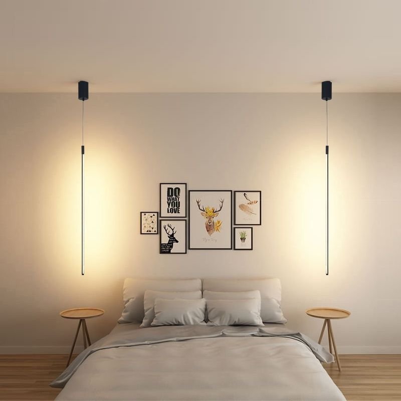 220V modern bedroom black strip waterproof wall lamp 3000K lamp Long Led wall lamp