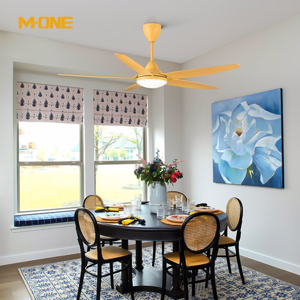 Solid Wooden 5 Leaf Blade LED ceiling fan smart remote control dc motor low power led ceiling fan lamp for low ceiling