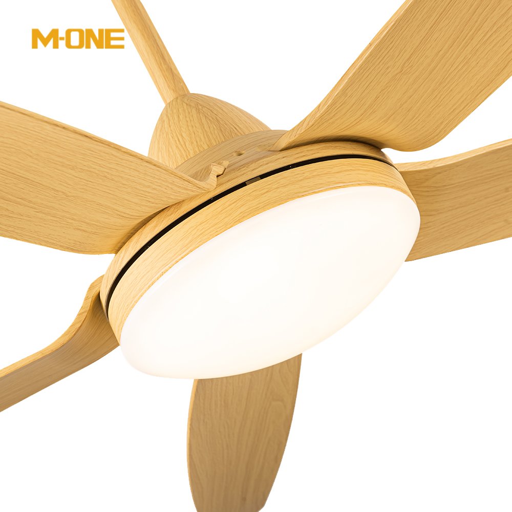 Solid Wooden 5 Leaf Blade LED ceiling fan smart remote control dc motor low power led ceiling fan lamp for low ceiling