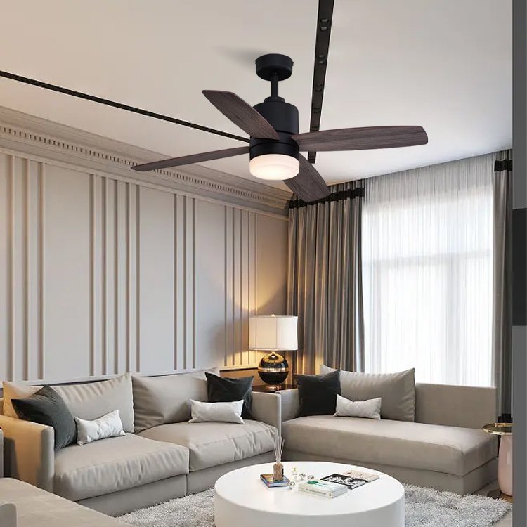 Fancy European Style Bedroom Remote Control/Customized Ac Dc Black Fans Modern Ceiling Fan With Led Light
