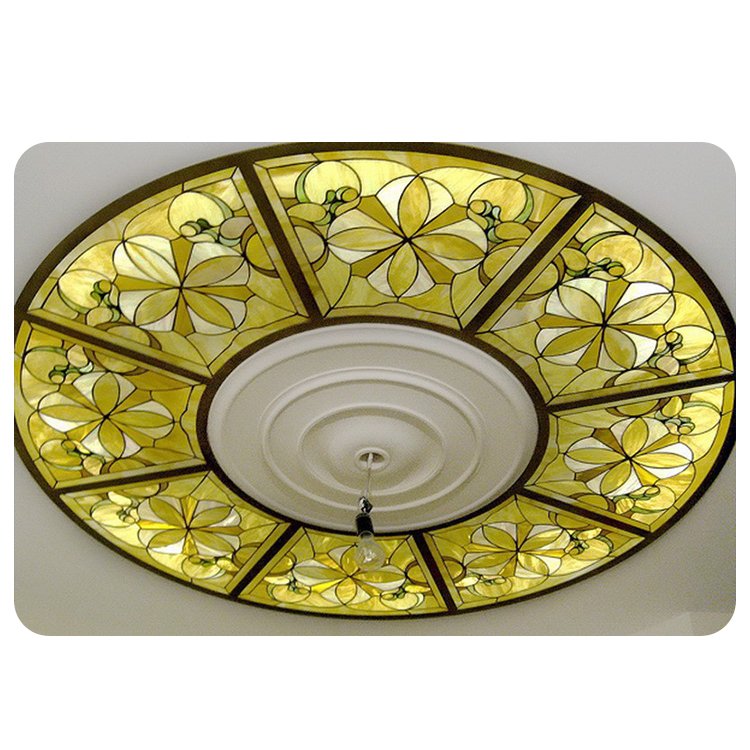 Handmade Mosaic Stained Glass Lighting Cover Panels Decorative Stained Glass Ceiling Dome Tiffany Stained Leaded Glass Roof Dome