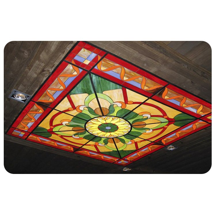 Handmade Mosaic Stained Glass Lighting Cover Panels Decorative Stained Glass Ceiling Dome Tiffany Stained Leaded Glass Roof Dome