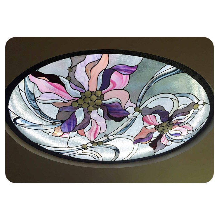 Handmade Mosaic Stained Glass Lighting Cover Panels Decorative Stained Glass Ceiling Dome Tiffany Stained Leaded Glass Roof Dome