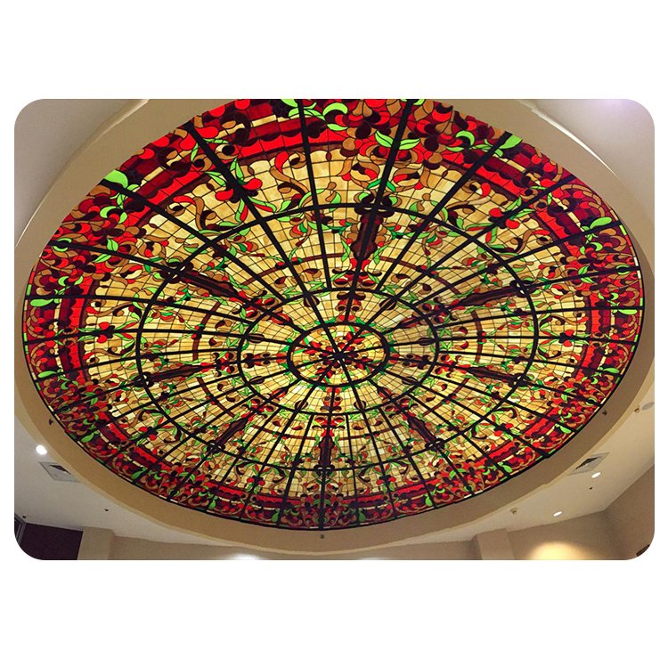 Handmade Mosaic Stained Glass Lighting Cover Panels Decorative Stained Glass Ceiling Dome Tiffany Stained Leaded Glass Roof Dome