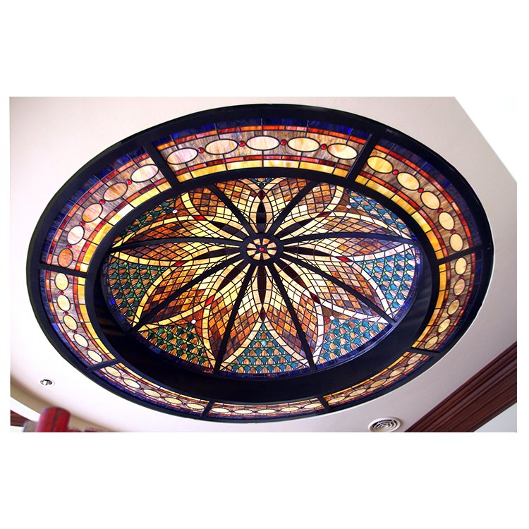 Handmade Mosaic Stained Glass Lighting Cover Panels Decorative Stained Glass Ceiling Dome Tiffany Stained Leaded Glass Roof Dome