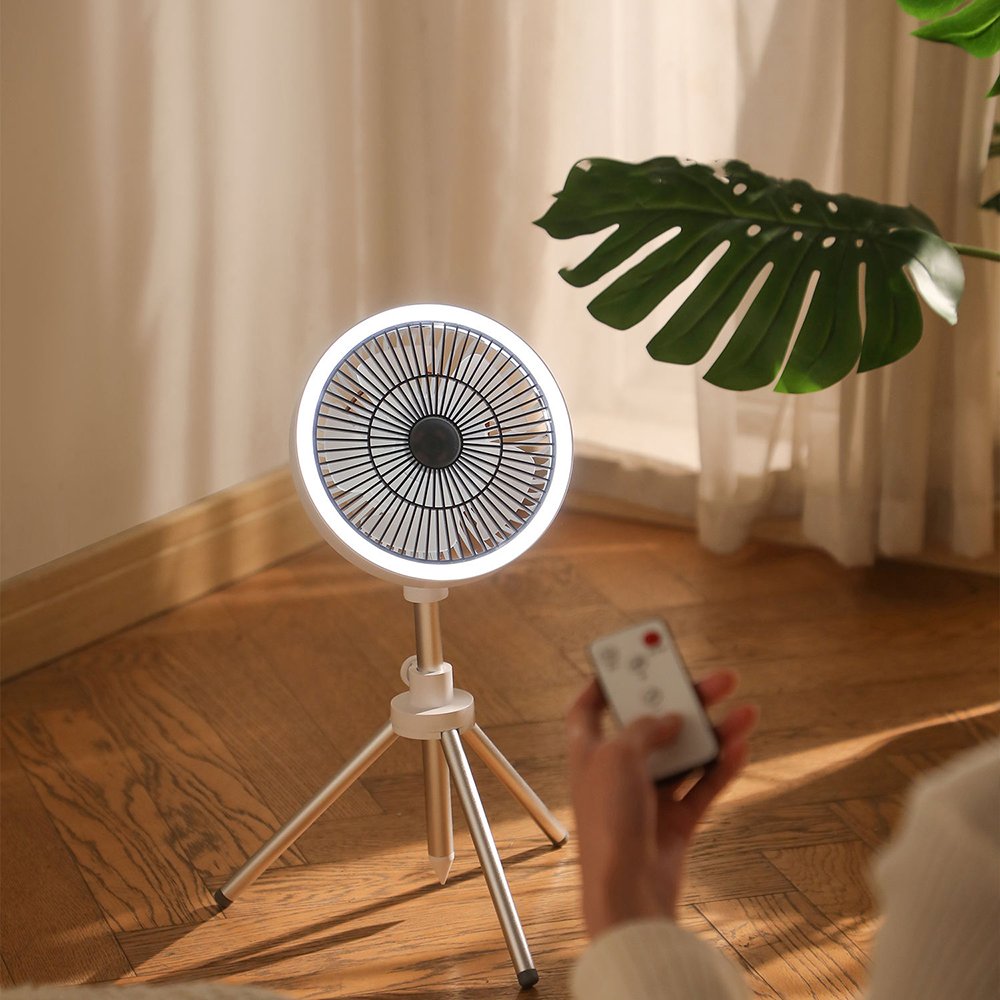 Led Light Tripod Stand Desktop Fan Portable Camping Fan USB Rechargeable Multifunctional Indoor Outdoor Camping Ceiling Fan