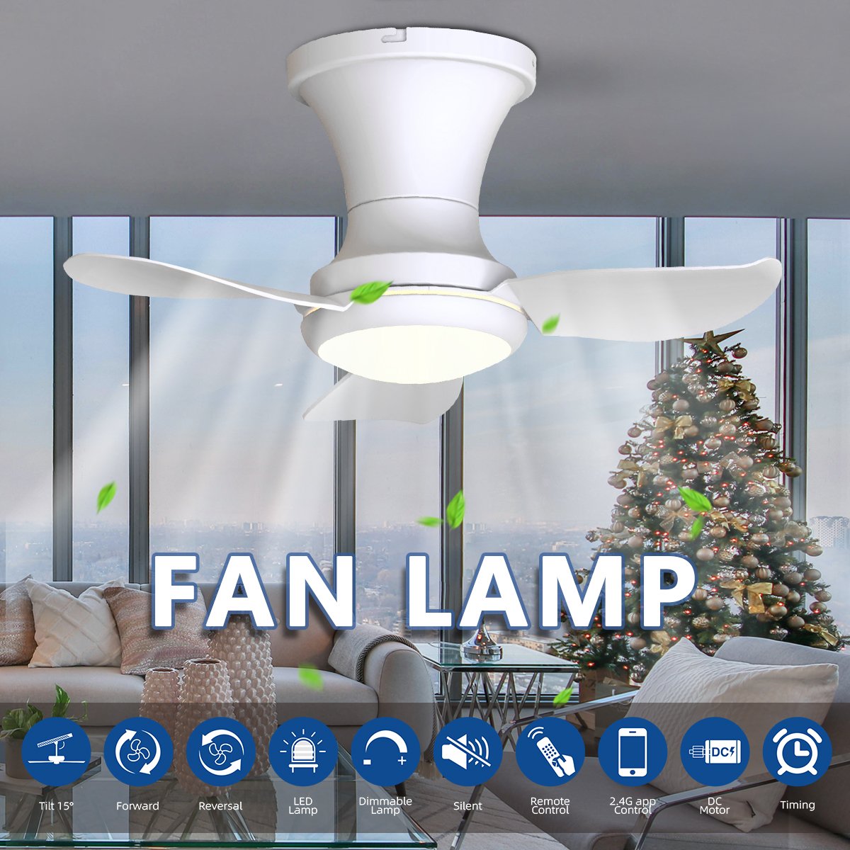 Remote Control Fan Lamp With Led Lights Quiet Ceiling Fans For Bedroom Living Room Interior Office Use