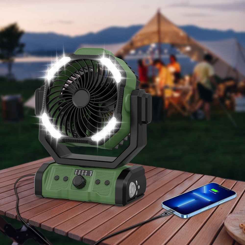Portable Ceiling Table Outdoor Fan 20000mAh Battery Remote Control USB Rechargeable Desk Fan Camping Fan For Fishing/Tent/Indoor