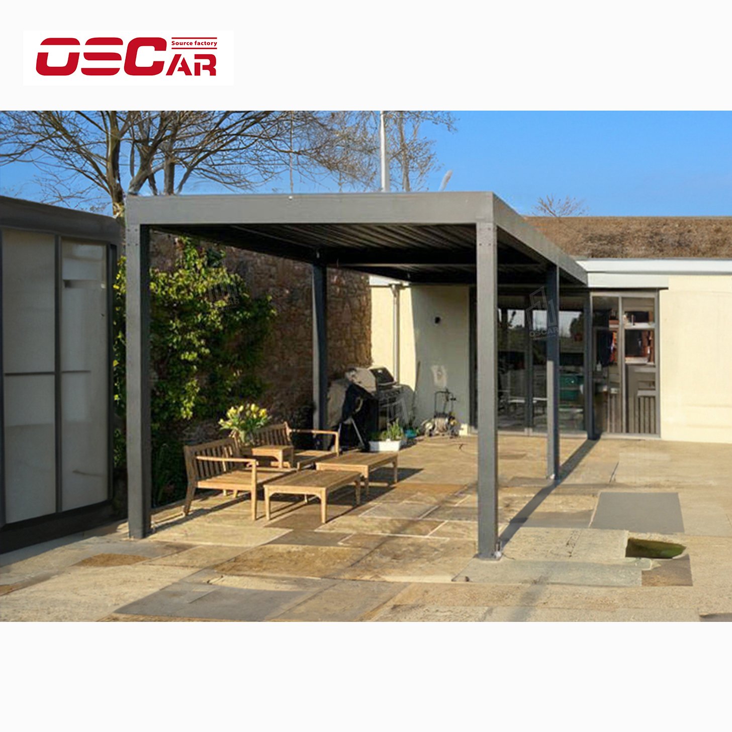 Diy Built Rainproof Wind Resistant Waterproof pergola aluminium outdoor retractable roof systems With Light