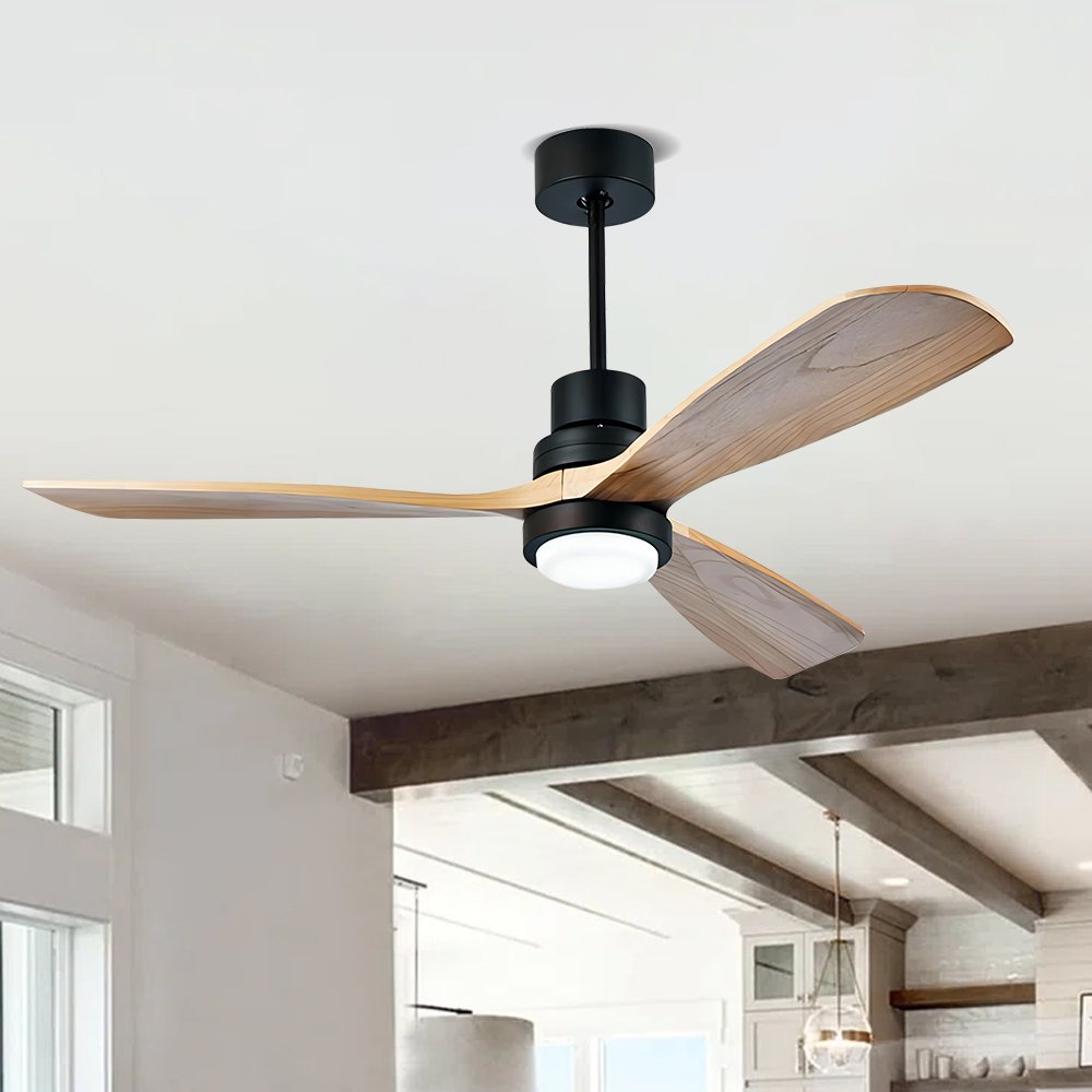 Best Selling Remote Conotrol Dc 52 Inch Solid Wood Modern Outdoor Ceiling Fan With Led Light