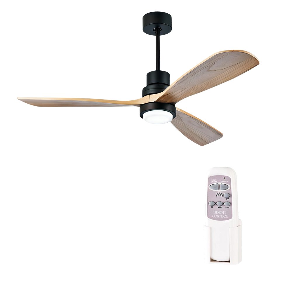 Best Selling Remote Conotrol Dc 52 Inch Solid Wood Modern Outdoor Ceiling Fan With Led Light