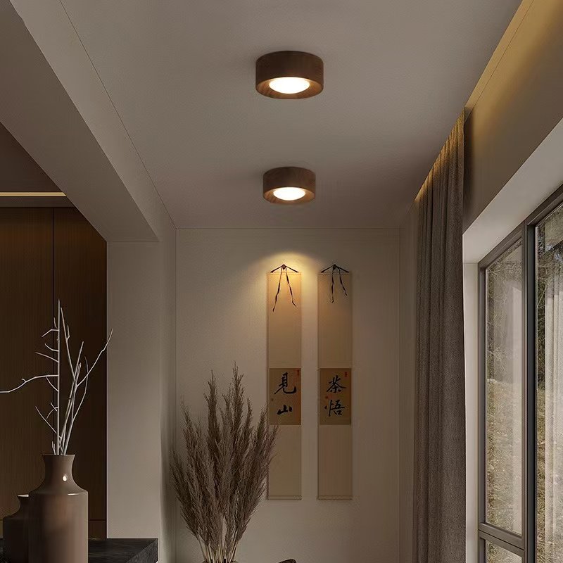 Lumind Surface mounted downlight embedded living room ceiling solid wood spotlight new retro aisle light entrance porch light