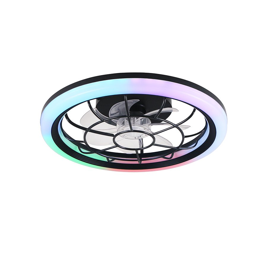 Household bedroom air cooling ceiling fan with remote control and RGB light kit
