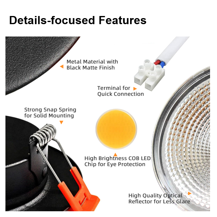 Factory Direct COB Round Ceiling Recessed Down Light Trimless Spotlight Led Can Light Commercial Lighting