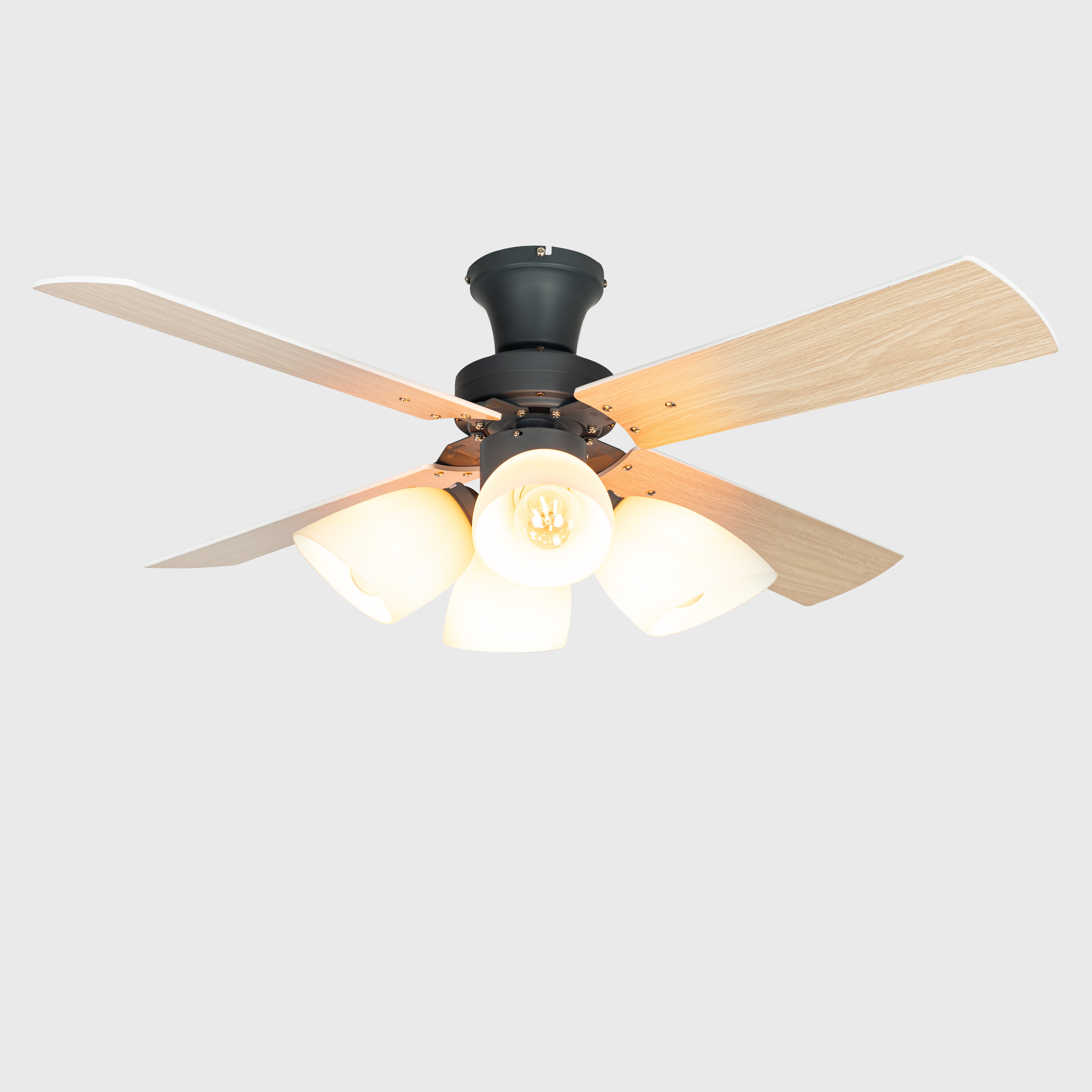 ECO 52 inch modern minimalist style strong wind silent ceiling fan with four bulbs for house hold commercial industrial use