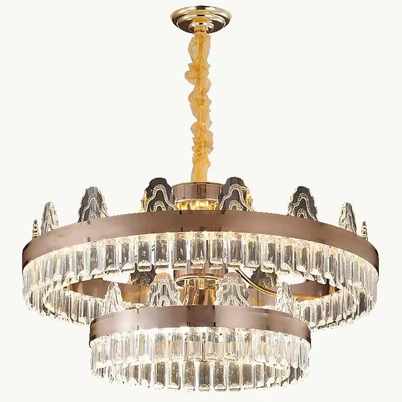 Modern LED Ceiling Chandelier Lustre Hanging Lamps for Ceiling Light Fixture Suspension Crystals Chandelier Golden Pendant Lamps