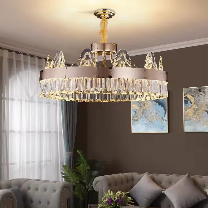 Modern LED Ceiling Chandelier Lustre Hanging Lamps for Ceiling Light Fixture Suspension Crystals Chandelier Golden Pendant Lamps