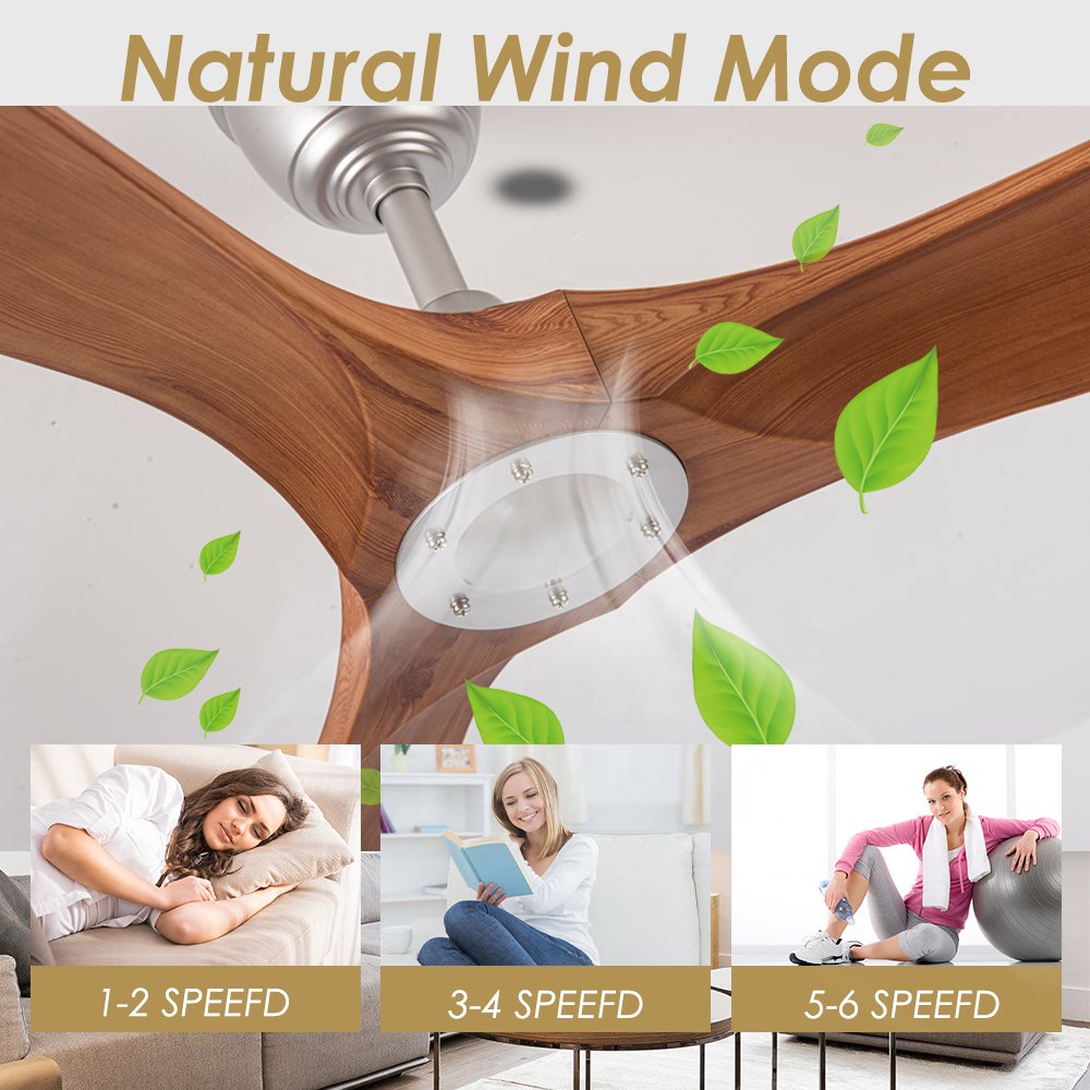 Modern 60" ABS Reversible BLDC Motor Remote Control Silent Ceiling Fans without light