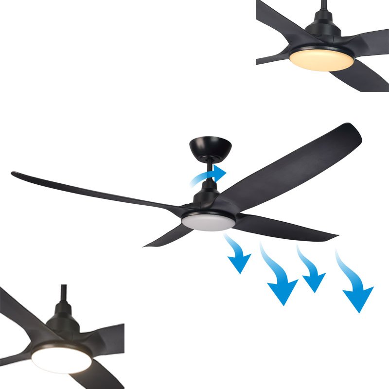 56 inch downrod 4 blades ceiling fan with revisable function led light for outdoor or indoor