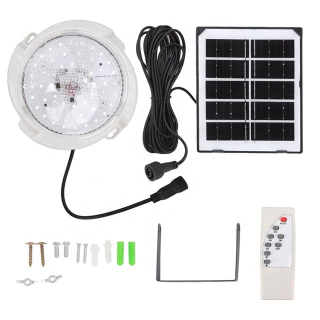 LED Solar Flat Ceiling Light Porch Decorative Solar Circular Lamp Waterproof Outdoor Solar Lights With Remote Control