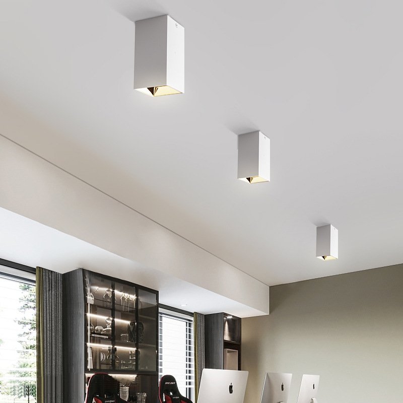 Modern Square 10 20 30w LED Cob Suspension Surface Mounted Ceiling Downlight Commercial Home Indoor White Black Color Aluminum