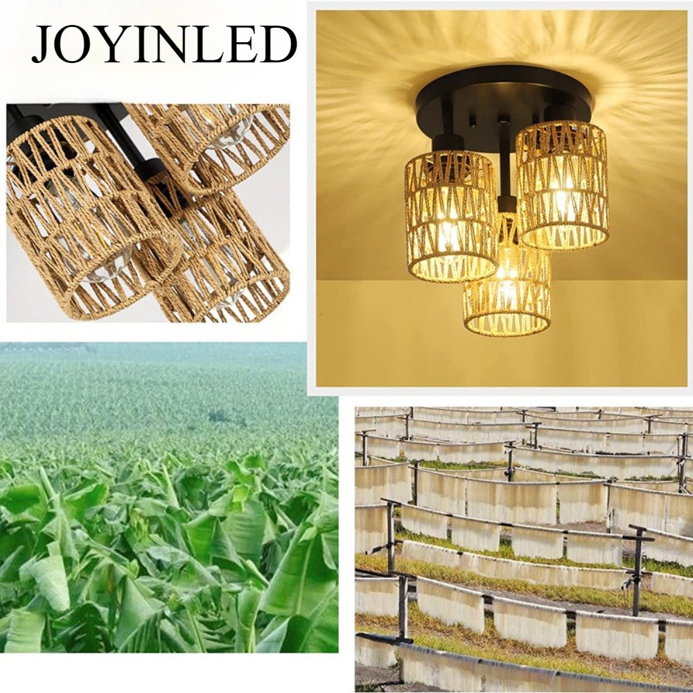 Hanging Ceiling Outdoor Patio Decor Wicker Table Lantern Waterproof Rattan Light for Patio Lawn Yard Garden Woven Lampshade